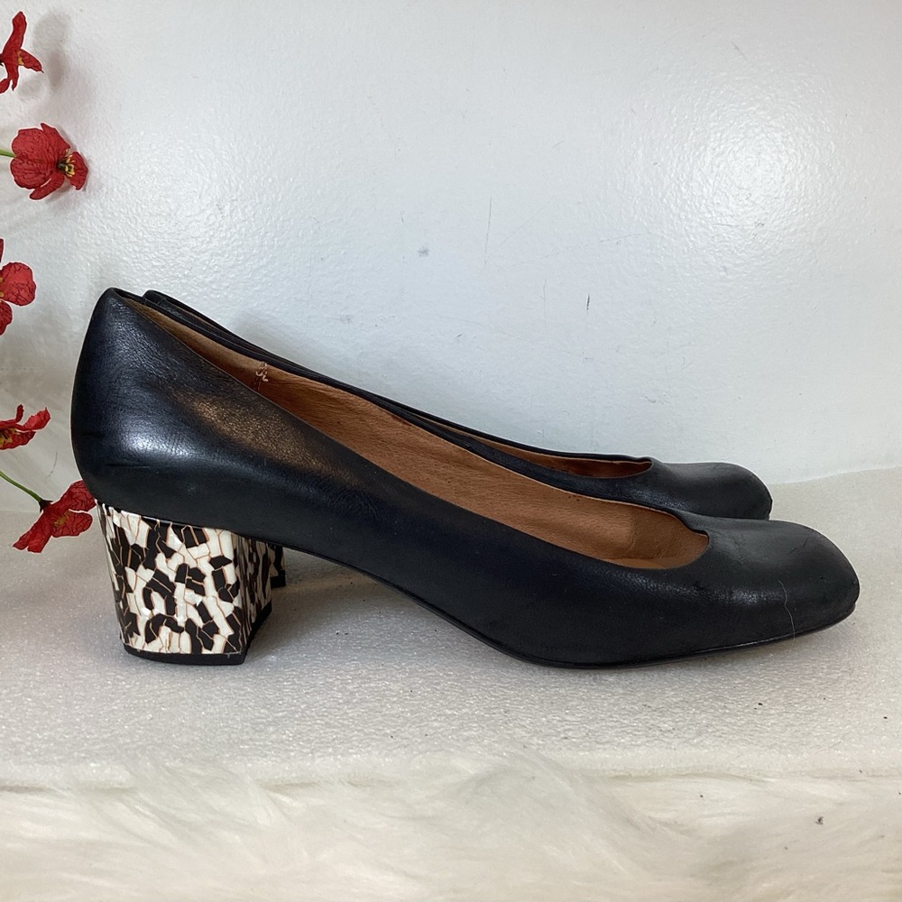 NINA ORIGINALS LEATHER BLOCK HEEL PUMPS SZ 9